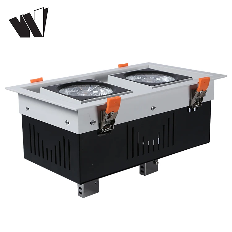 
High quality adjustable grille light fixture COB 24w 30w 40w 50w led double head downlight 