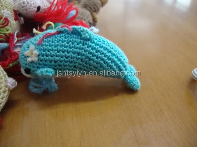 
Hand Knit Crochet Christmas Educational Mini Dolphin 