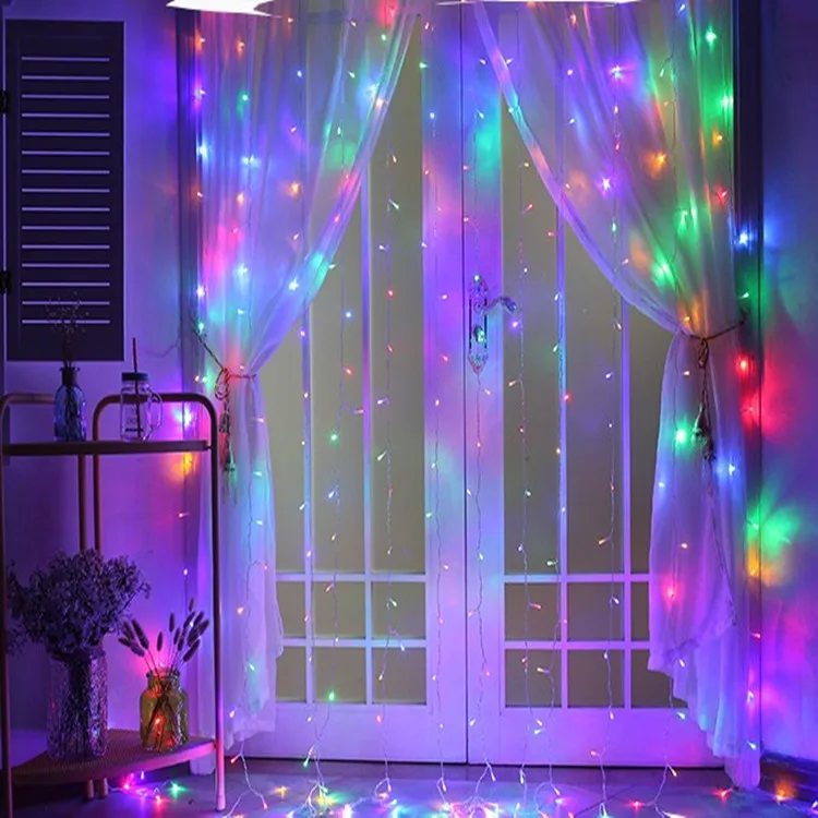 3x3m 300 Led 8 Modes Window Curtain christmas String Lights holiday fairy light for Bedroom Decorations