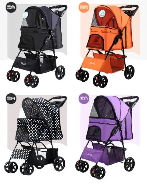 Dropshipping Cat Stroller Puppy Pushchair Travel Cart Jogging Buggy Carrier Dog Pram