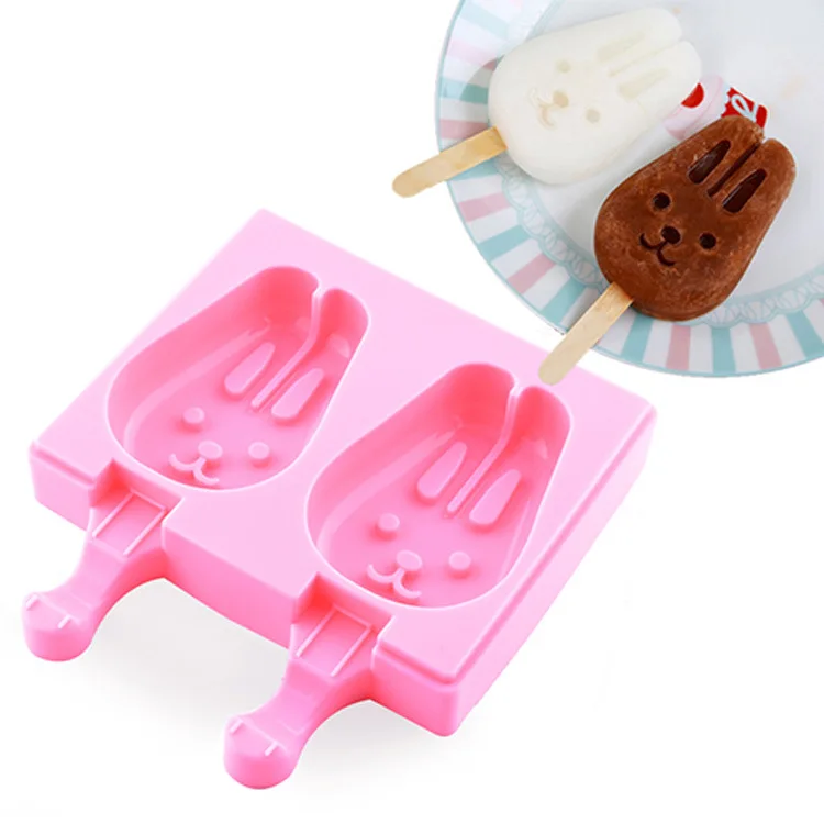 Silicone cute ice pop mold with lid ice cream bar mold popsicle molds diy ice cream maker