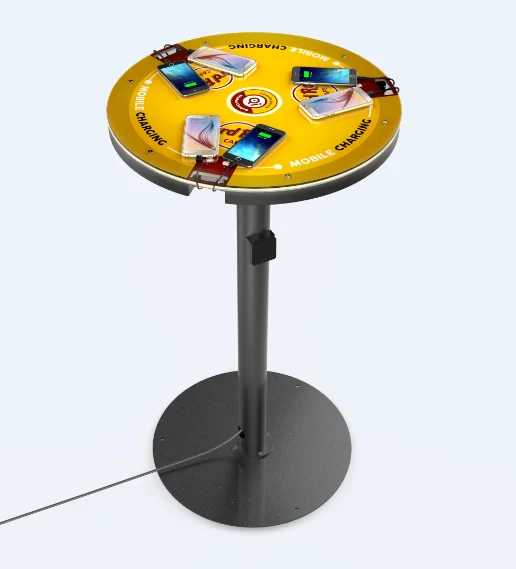 Cafe shop restaurant cell phone Charging station Table with wireless Qi top for quick mobile phone charging