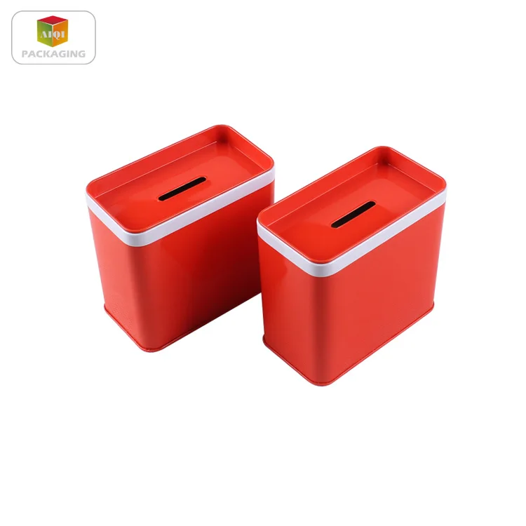 
Customize rectangular shaped coin bank tin box/saving tins 