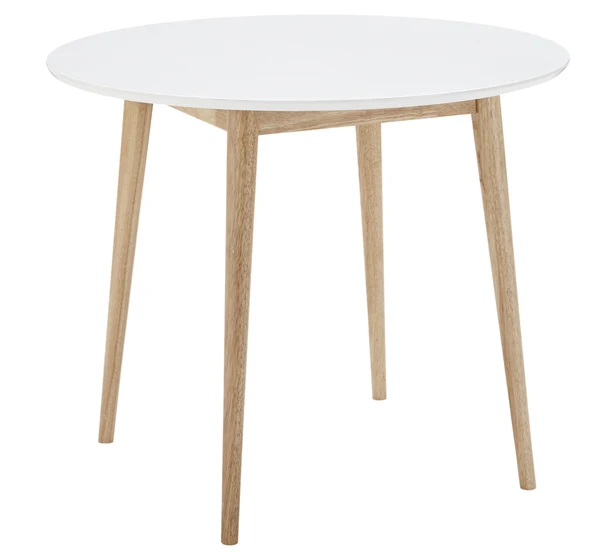 
white painted wooden appearance round dining table 