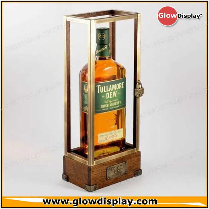 bespoke Tullamore D.E.W. wooden bottle glorifier with metal cage