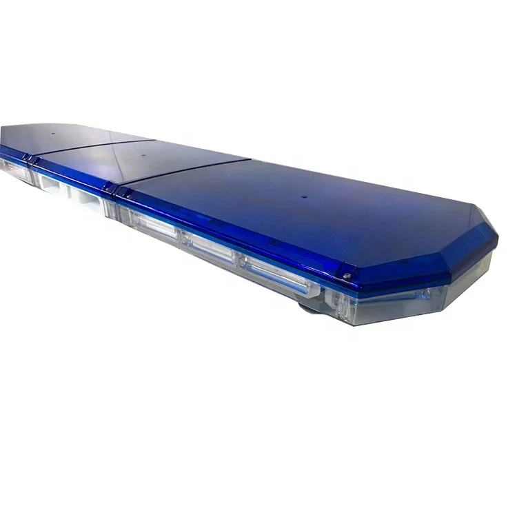 Dc 12v Toproof Mount Blue LED Strobe Light Bar with 100watts Build-in Speaker and Horn Siren Alarm for Ambulance