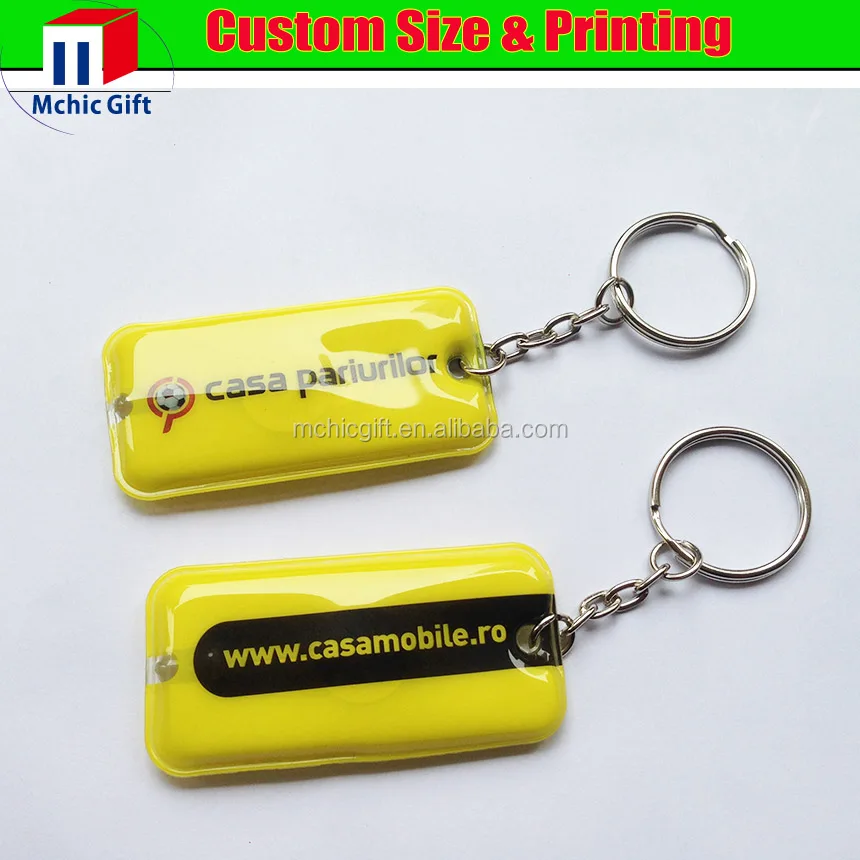 Customized Full Color Print Promotional PVC Led Keychain, Mini Flashlight
