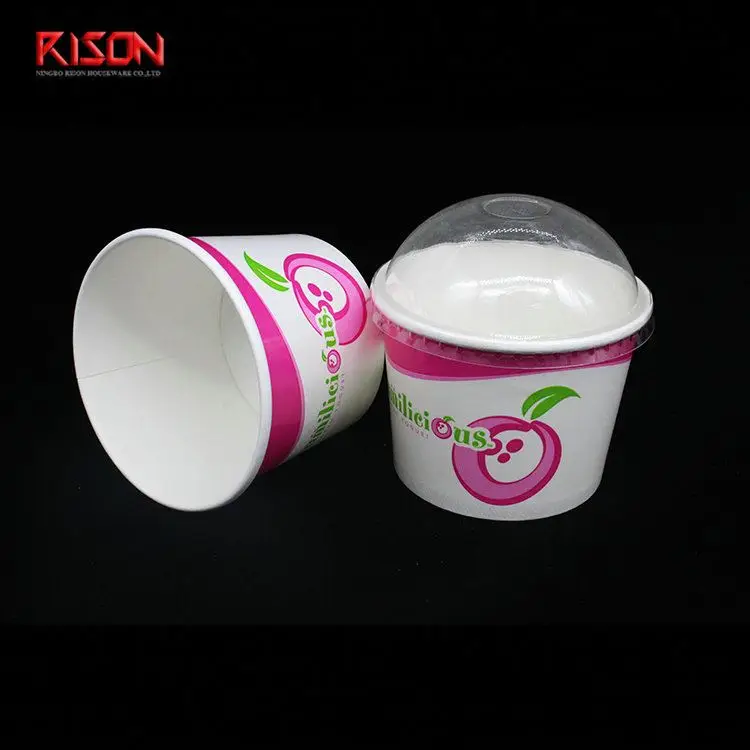 
Eco Friendly Disposable Take Away Food Bowl Biodegradable Paper Yogurt Tub Ice Cream Cup with Lid 