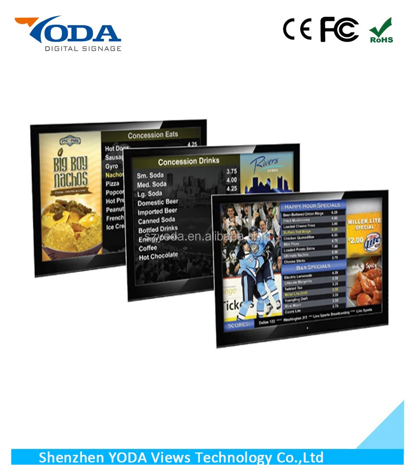 47inch wall mount TV menu board for restaurant/canteen/cafe/snack bar