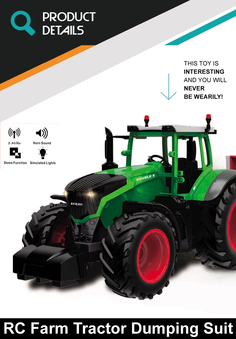Manufacturing 1/16 farm tractor dump truck rc car toy with light sound