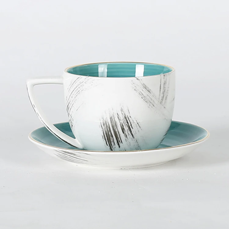Creative design handmade bulk porcelain espresso cup saucer for hotel