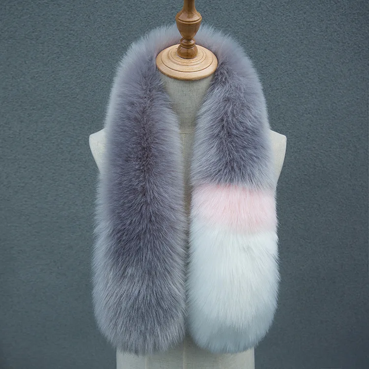 Winter solid color acrylic Classic thicken faux Fur cony rabbit hair cross collar scarf