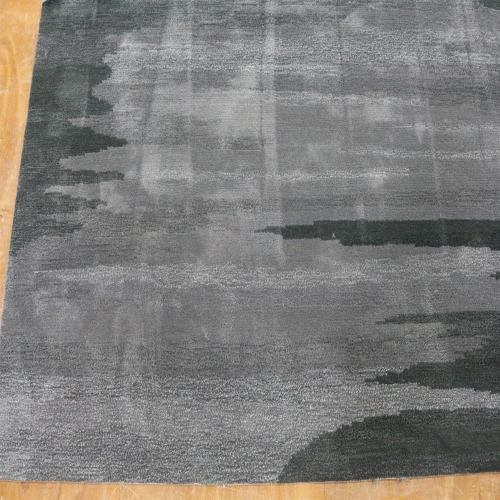 Interior grey hand tufted rug rectangular wool carpet