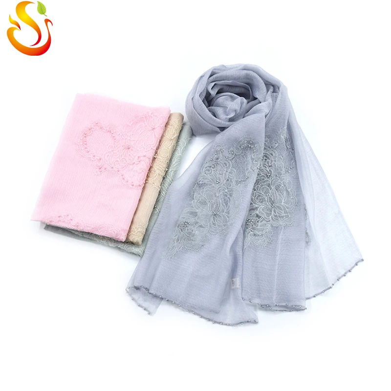 
New silk and wool blended lace hollow scarf silk wool shawl pearl pineapple grain high-grade versatile silk scarf 