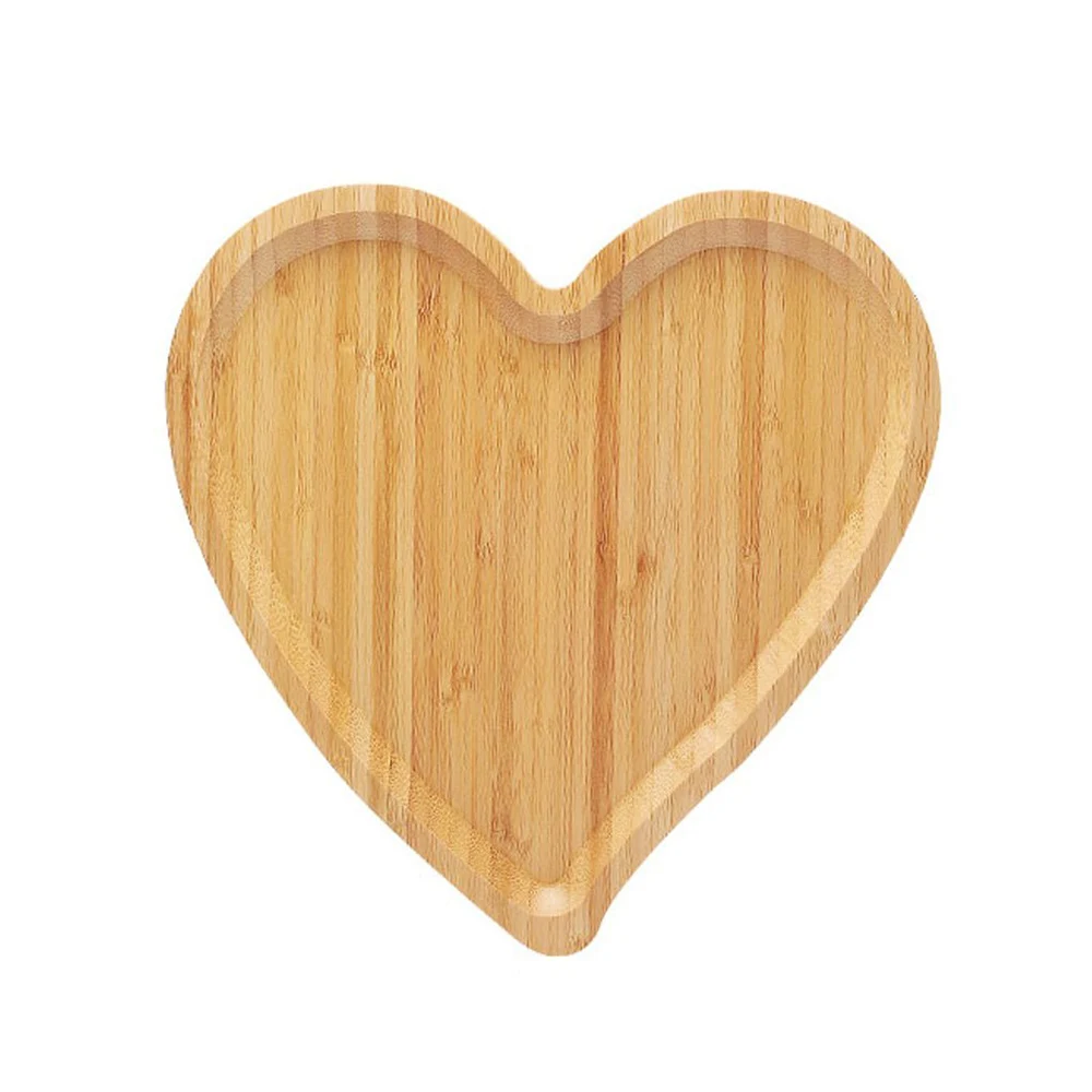 Best seller 2 Sets Heat Shape Bamboo Dinnerware Wood Plates for food snacks sugar