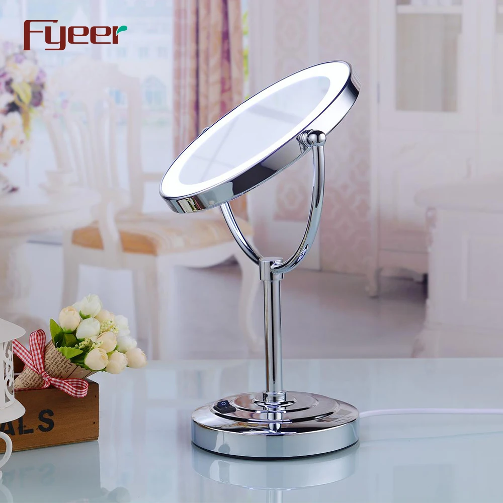 Fyeer Ultra Thin Double Side Cosmetic Table Mirror with Led Light