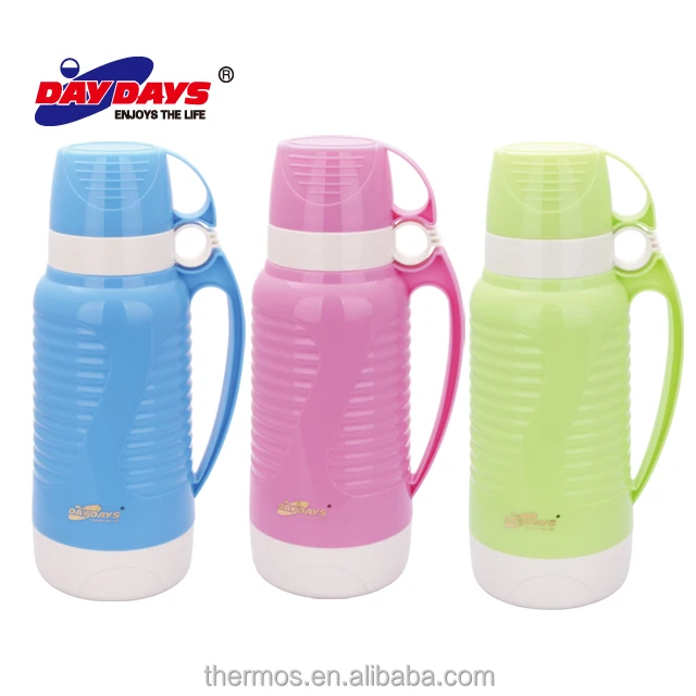 PP Plastic Body Glass Refill Inside Thermos with Two Cups Water Bottle vacummflask