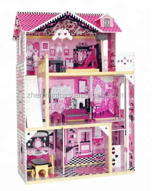 HOT Big doll house, Classic purple & black wooden play house