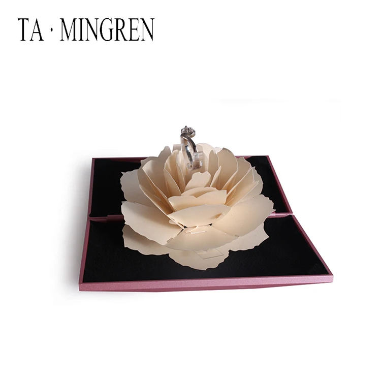 New Arrival foldable black box red Korea pink display custom logo luxury packaging pendant wedding ring jewelry box