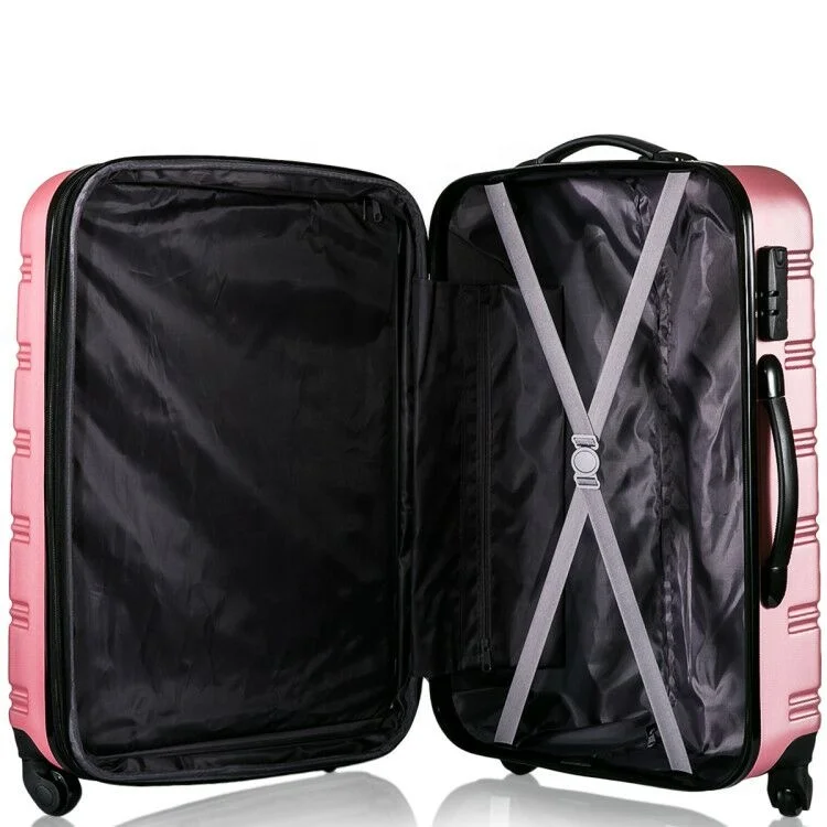 20 inch pink airport suitcase abs+pc decent travel luggage for lady