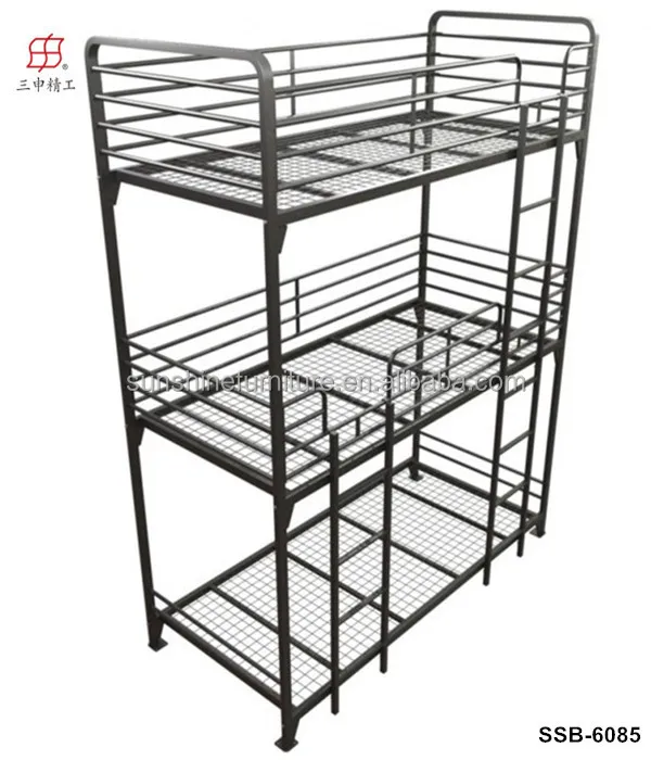 Cheap Military/Home/Hotel/School Heavy Duty Metal 3 Tier Bunk Bed