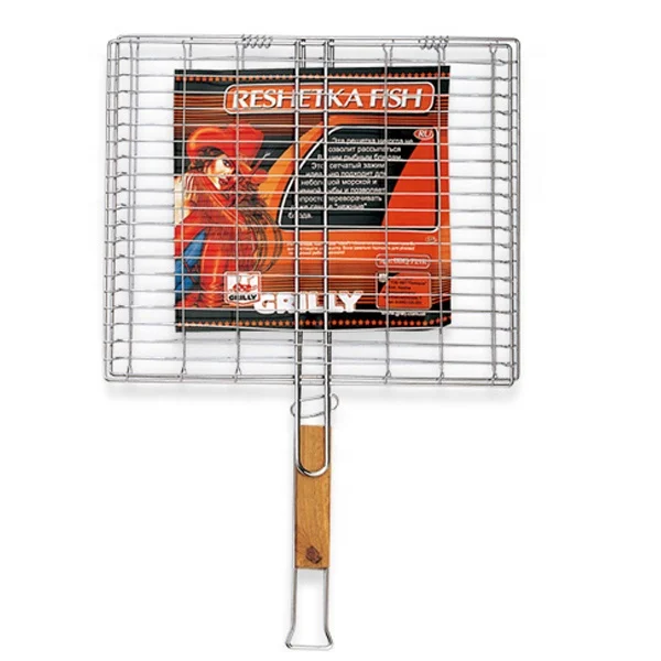 BBQ Hamburger Grilling Basket with wood handle