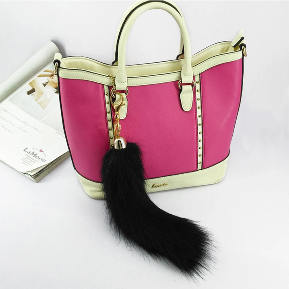 Yongze wholesale soft long cheap fake fur fake fox tails keychain