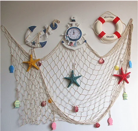 Mediterranean Decorative Nautical Fish Net wall hanging photo frames