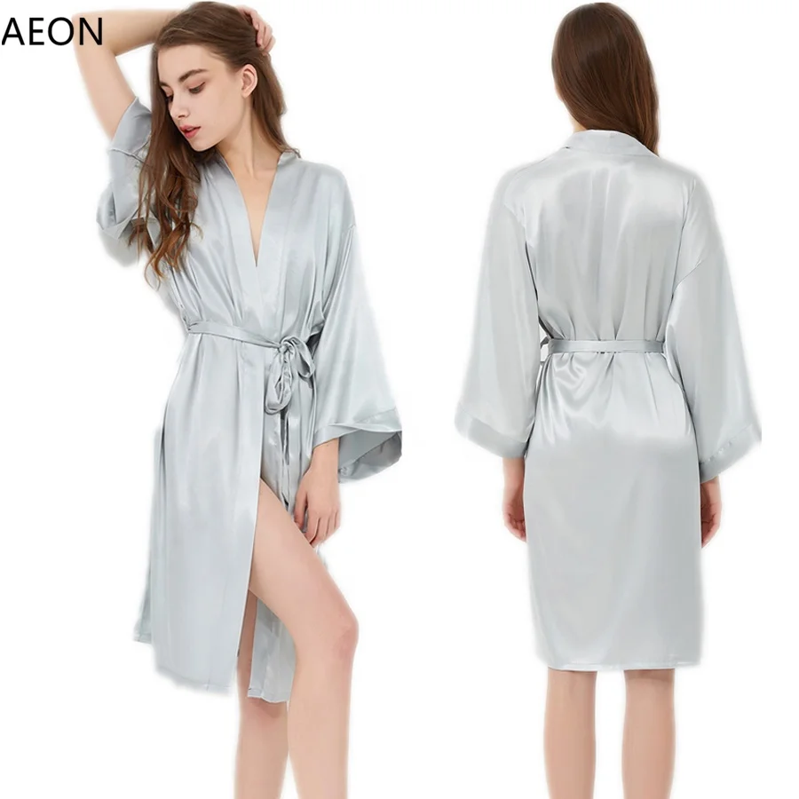 
Wholesale Long Blank Silk Satin Chiffon Nightgown Robe For Women Bridesmaid wedding party 