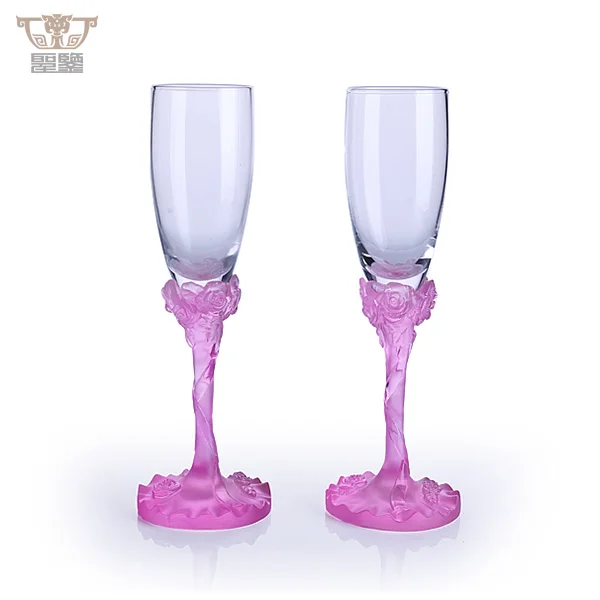Handmade Luxury Crystal Rose Flower Glassware Party Bubbly Champagne Wine Juice Goblet Cup