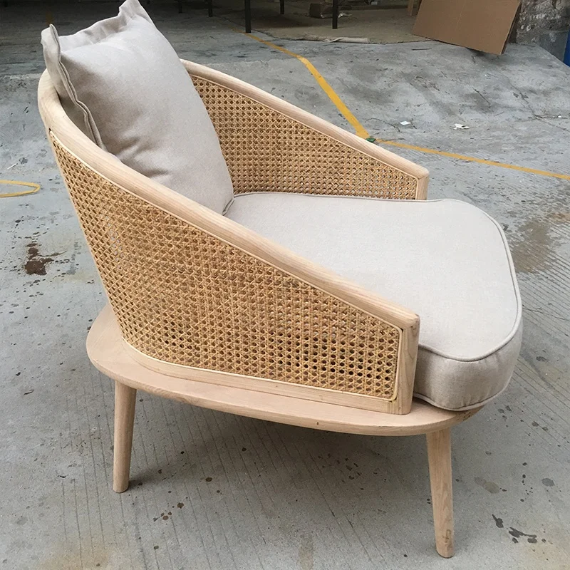 Top Sale Wooden Hand carved Chair Leisure Sofa  Rattan Armchair