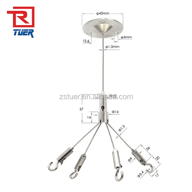 High Quality Adjustable 4 Leg Hook Hanger Wall Panels Suspension Light Lifting System Hanging Kit