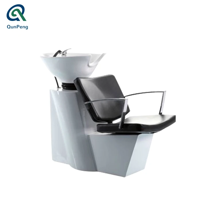 Salon equipment hair salon shampoo chair white with basin beauty salon hairwash unit