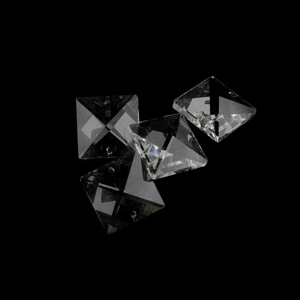 Hot ! New! Clear 22mm Square Crystal  Beads In 2 Holes For Lamp Chandelier Beads Parts Pendant Prism