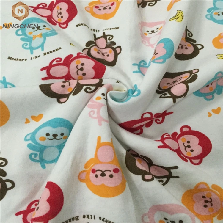 
cartoon design printed 100% cotton baby knitted single jersey fabric Cotton Single Jersey cartoon printed fabric 