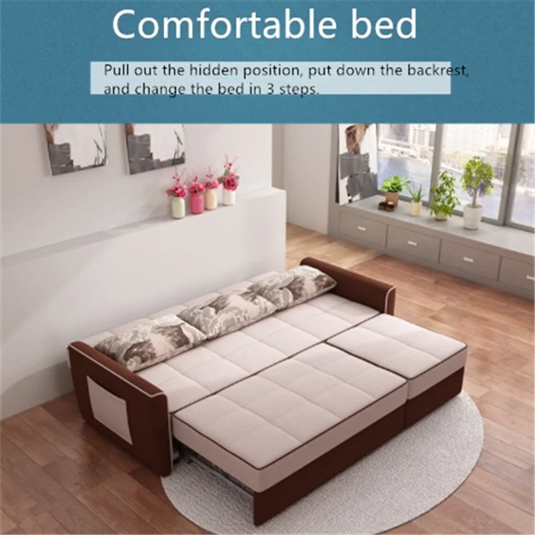 Откидывающаяся мебель для сна Современная Складная двухъярусная гостиной из современной ткани раскладной диван-кровать с хранилищем