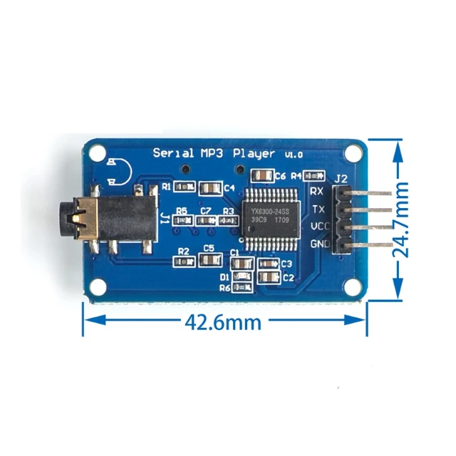 YX6300 UART TTL модуль последовательного MP3 музыкального плеера Micro SD / SDHC3.2-5.2V