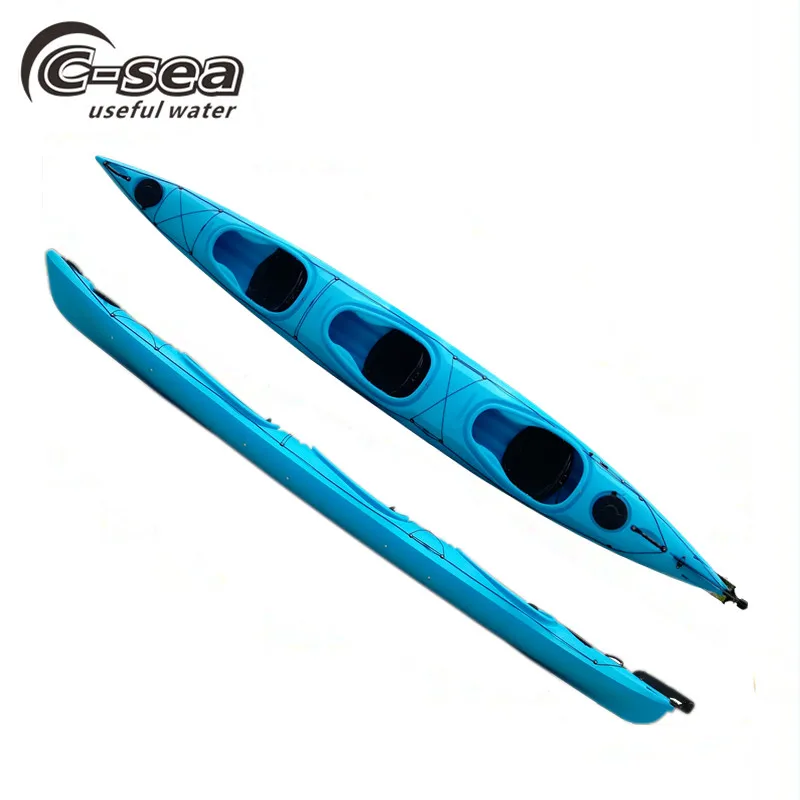 560cm rotomolded plastic triple canoe kayak made by HDPE polyethylene