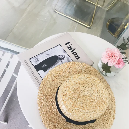 56-58cm Customized logo french female summer straw boater hat wholesale for party panama hat, women straw hat