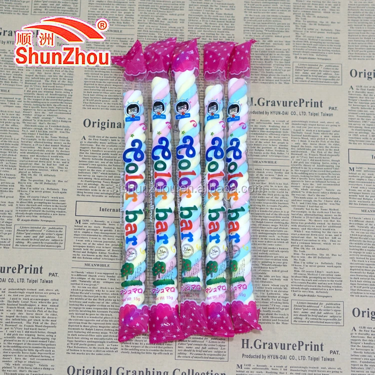 
15g long stick halal twist marshmallow cotton candy 