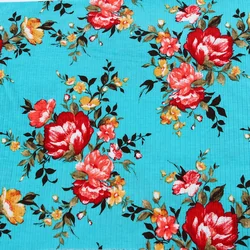 96% Polyester 4% spandex flower pattern rib knit custom printed rib stretch floral printed fabric for dress