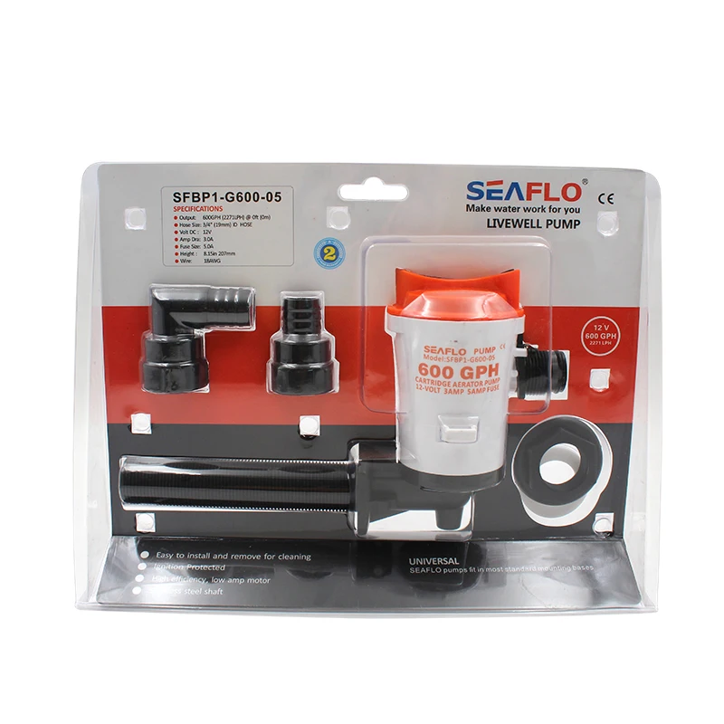 12V Baitwell Livewell Pump Submersible Cartridge Boat Bilge Pump For Bait Tank