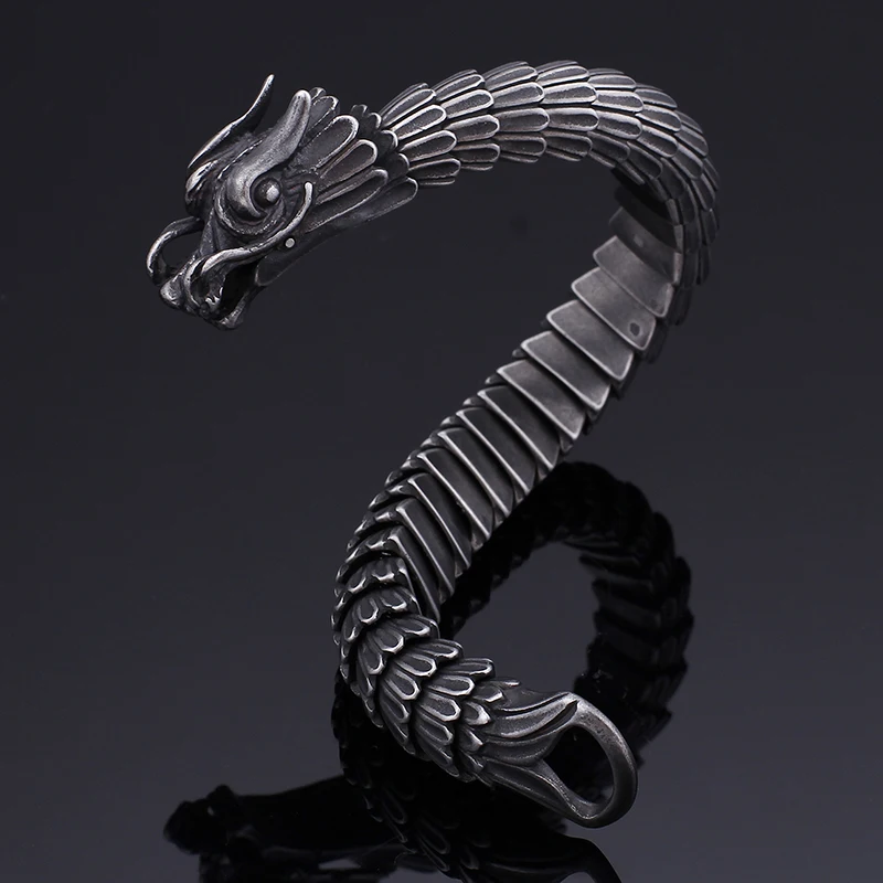 
2019 New Arrivals Wholesale 316L Stainless Steel Chain Link Dragon Wristband Bracelets 