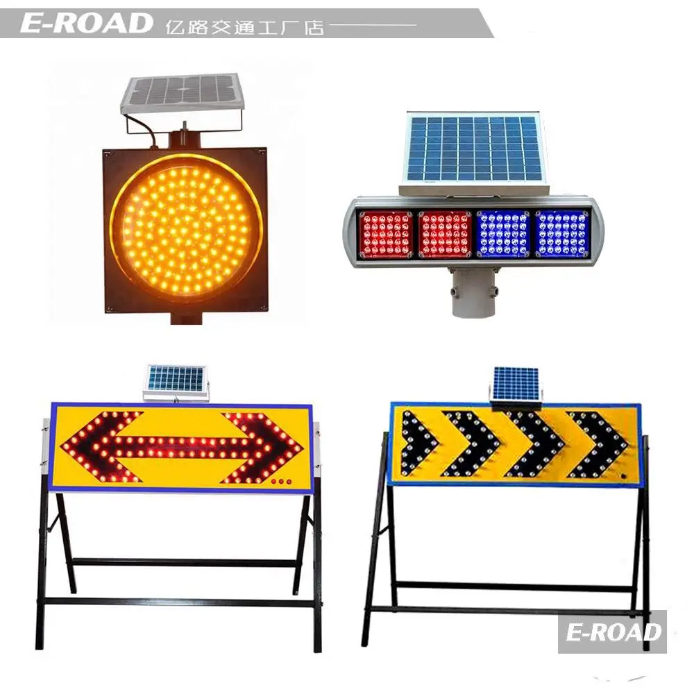 
Solar Power LED Flashing Traffic Warning Light 