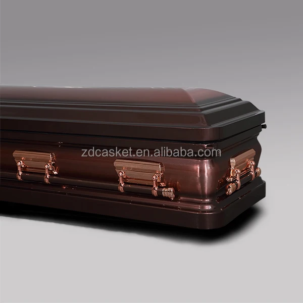 Metal Cakset 18ga American Style casket Urn Corner casket copper brushed velvet interior