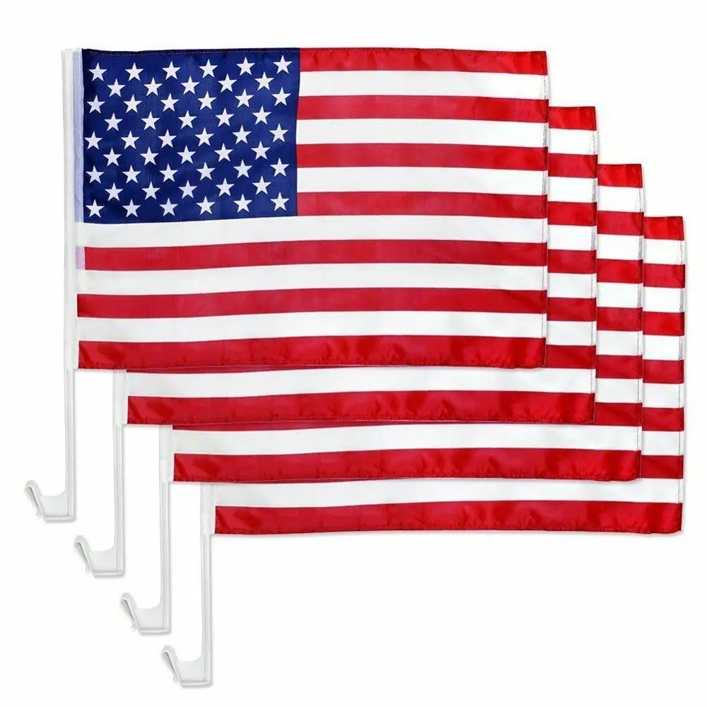 Huiyi Promotion Popular American Car Flag with Plastic Flag Pole
