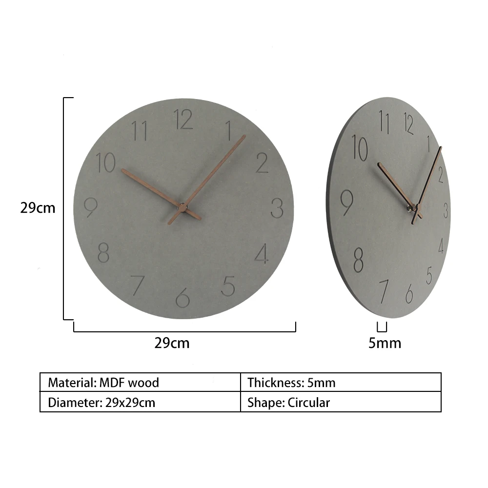 Nordic 2023 New Creative Wooden MDF Clock With Engrave Numbers Art Design Living Room Home Decor Luxury Modern Wall Clocks Wall