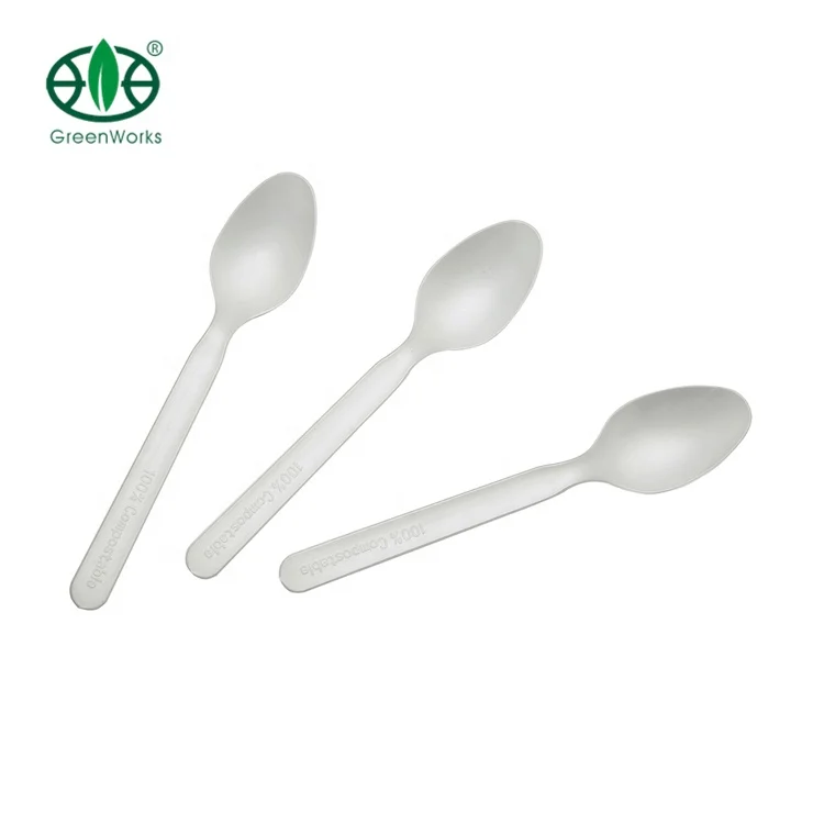 2021 High Quality flatware spoon cPLA compostable disposable 7 inch spoon Bulk flatware dinnerware sets