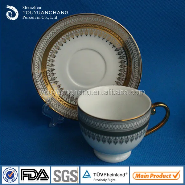 
Electroplated gold and silver design porcelain cup and saucer set 