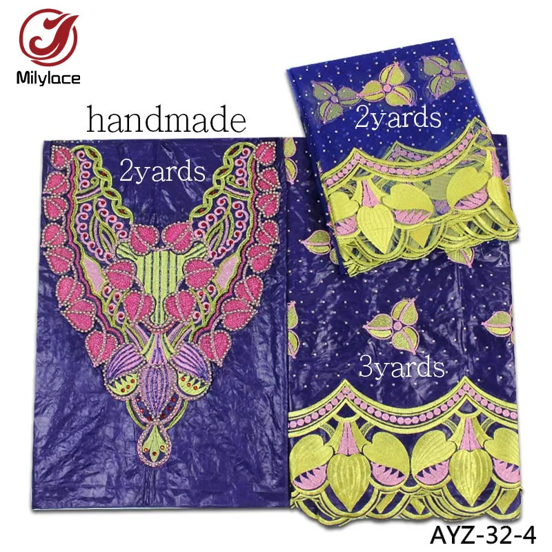 Handmade Bazin Embroidery Lace Fabric Top Quality Bazin Cotton Lace for Women Dress